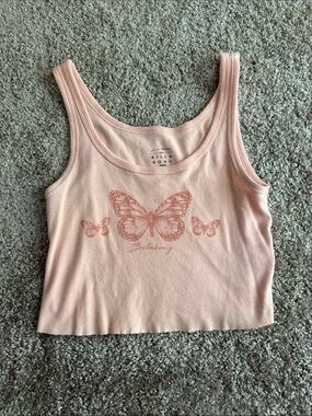 Billabong Light Pink Butterfly Crop Tank Top